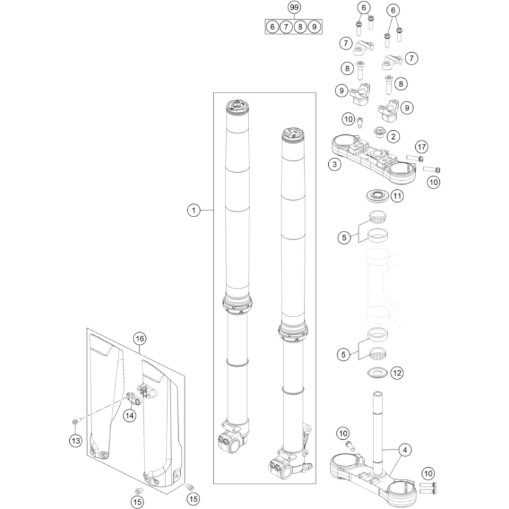 VUE ECLATEE FOURCHE TELESCOPIQUE, TE DE FOURCHE HUSQVARNA 85 TC 17/14 2026